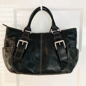 Michael Kors Y2K Black Crescent Brookville Buckle Hobo Bag Silver Hardware RARE